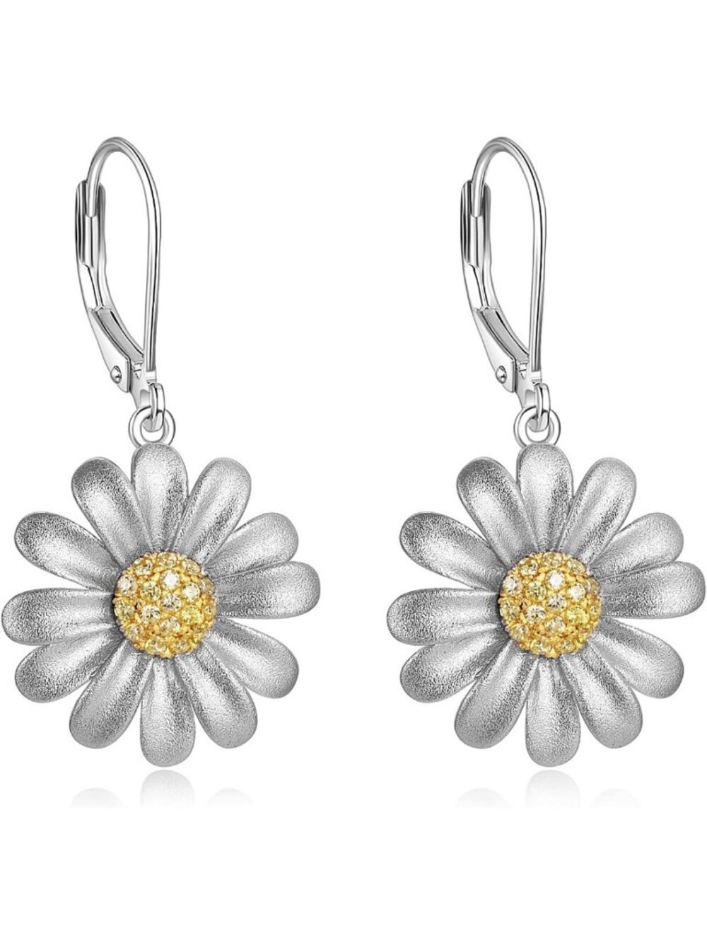 Floral Drop Dangle Earrings in Sterling Silver | Perfect Birthday Gift for Her